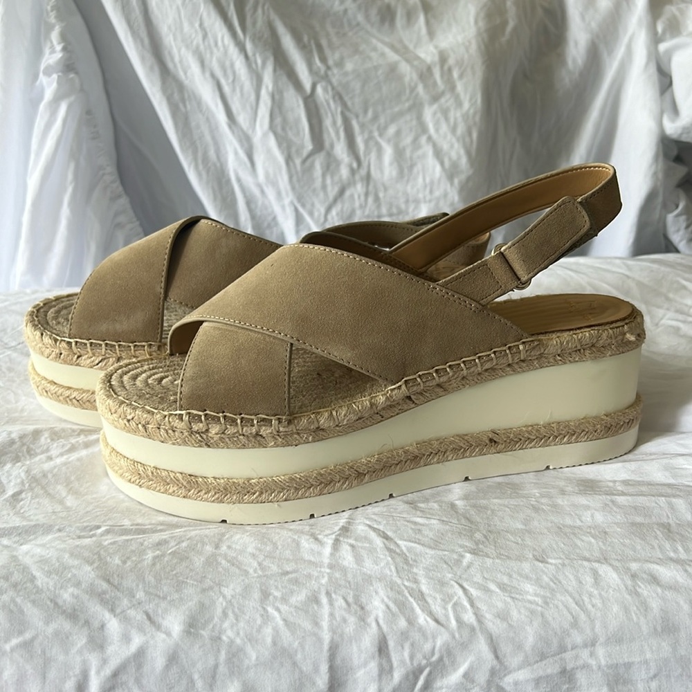 Marc fisher gandy wedge sandal. Taupe suede. Size 11. NWT.